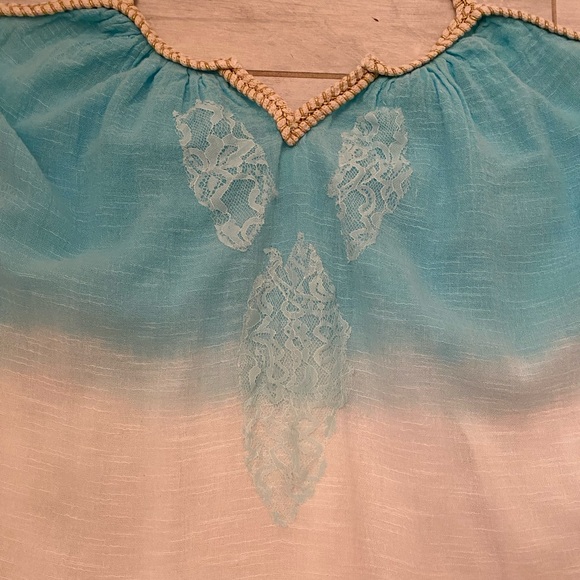 NWOT VENUS SIZE XL LINED HALTER TOP IN OMBRÉ AQUA BLUE TO WHITE - Picture 7 of 11